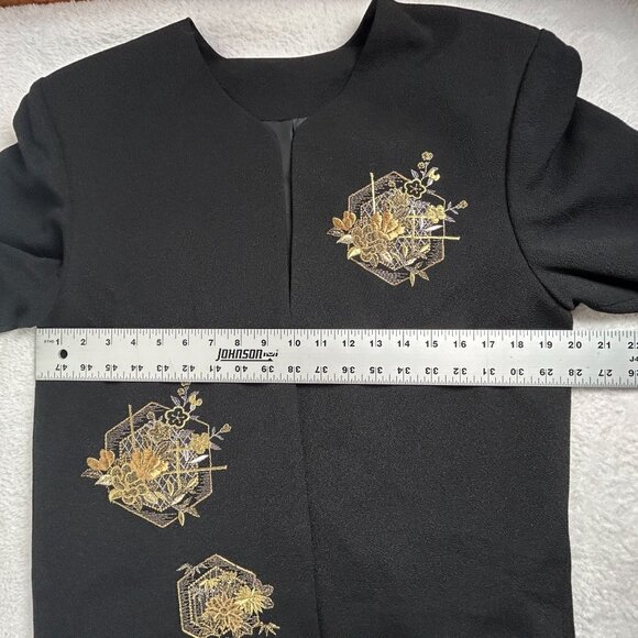 Tango Chirimen Japanese Brand Floral Embraided Blazer Jacket Black Lined New - Picture 8 of 9